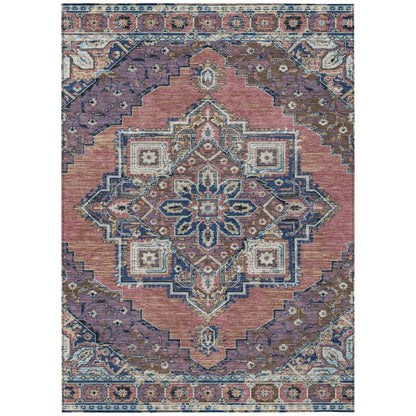 5' X 8' Merlot And Gold Oriental Washable Indoor Outdoor Area Rug HomeRoots