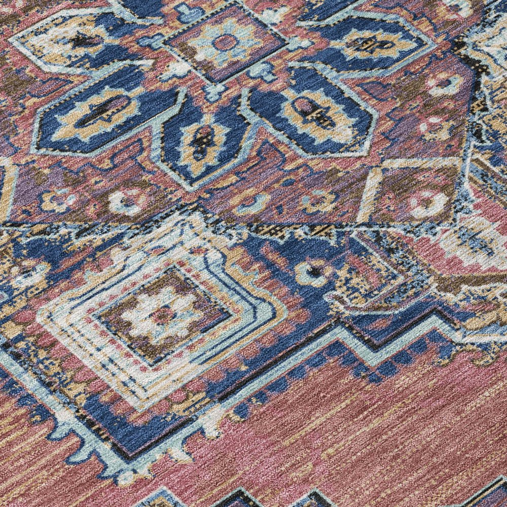 5' X 8' Merlot And Gold Oriental Washable Indoor Outdoor Area Rug HomeRoots