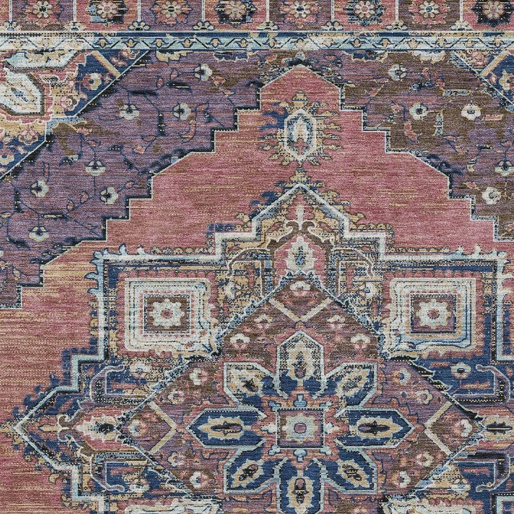 8' X 10' Merlot And Gold Oriental Washable Indoor Outdoor Area Rug HomeRoots