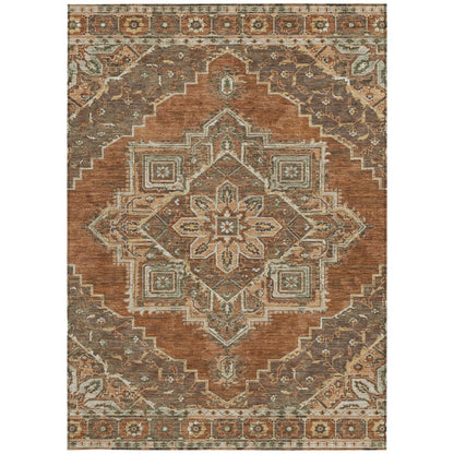 8' X 10' Orange And Aqua Oriental Washable Indoor Outdoor Area Rug HomeRoots