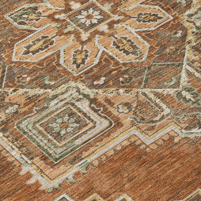 10' X 14' Orange And Aqua Oriental Washable Indoor Outdoor Area Rug HomeRoots