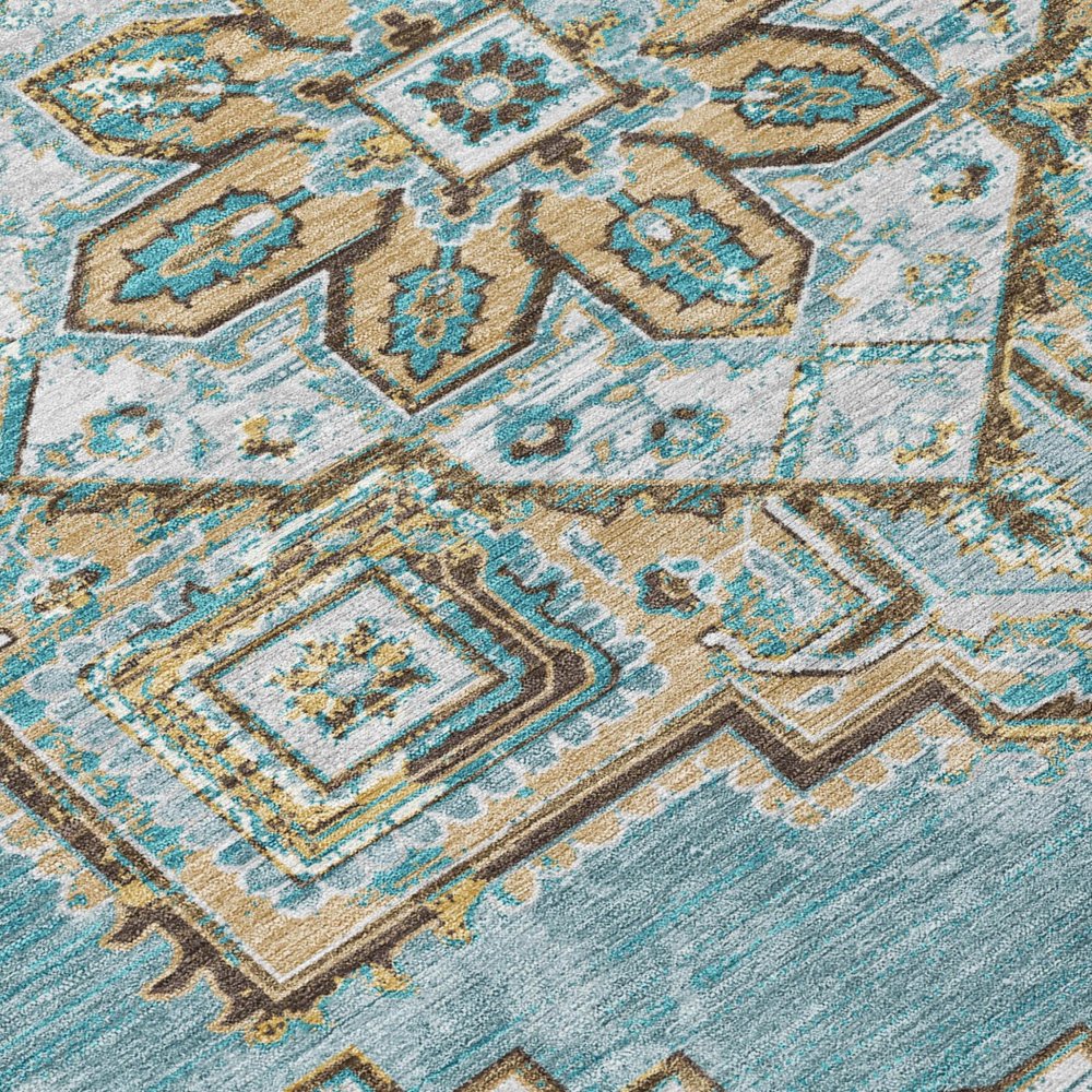 8' X 10' Teal Blue And Graphite Oriental Washable Indoor Outdoor Area Rug HomeRoots