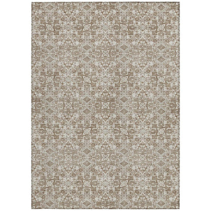 5' X 8' Beige And Khaki Oriental Washable Indoor Outdoor Area Rug HomeRoots