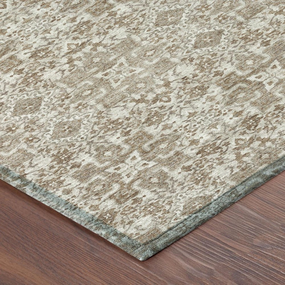 5' X 8' Beige And Khaki Oriental Washable Indoor Outdoor Area Rug — view 3