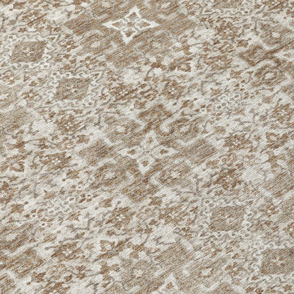5' X 8' Beige And Khaki Oriental Washable Indoor Outdoor Area Rug HomeRoots