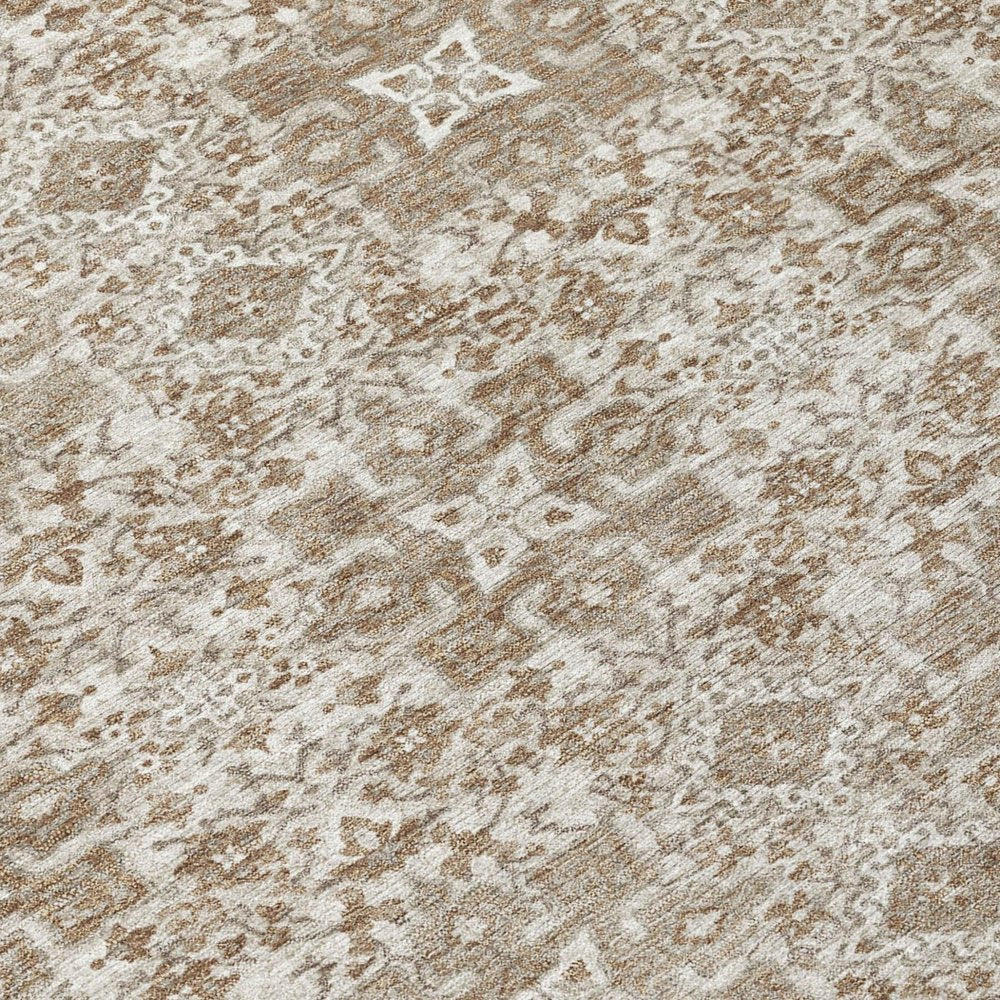 5' X 8' Beige And Khaki Oriental Washable Indoor Outdoor Area Rug HomeRoots