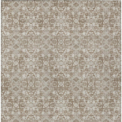 5' X 8' Beige And Khaki Oriental Washable Indoor Outdoor Area Rug HomeRoots