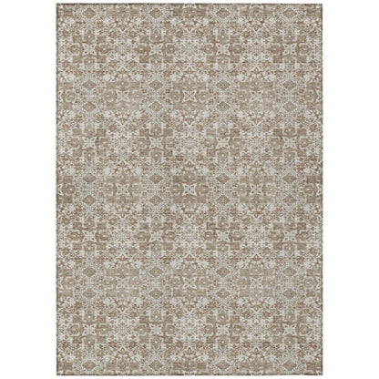 9' X 12' Beige And Khaki Oriental Washable Indoor Outdoor Area Rug HomeRoots