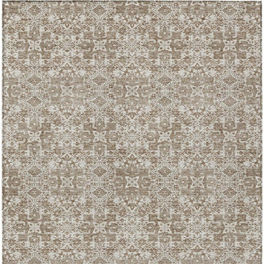 10' X 14' Beige And Khaki Oriental Washable Indoor Outdoor Area Rug HomeRoots