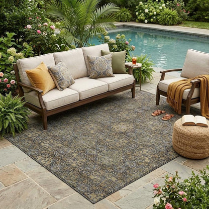 5' X 8' Black And Brown Oriental Washable Indoor Outdoor Area Rug HomeRoots