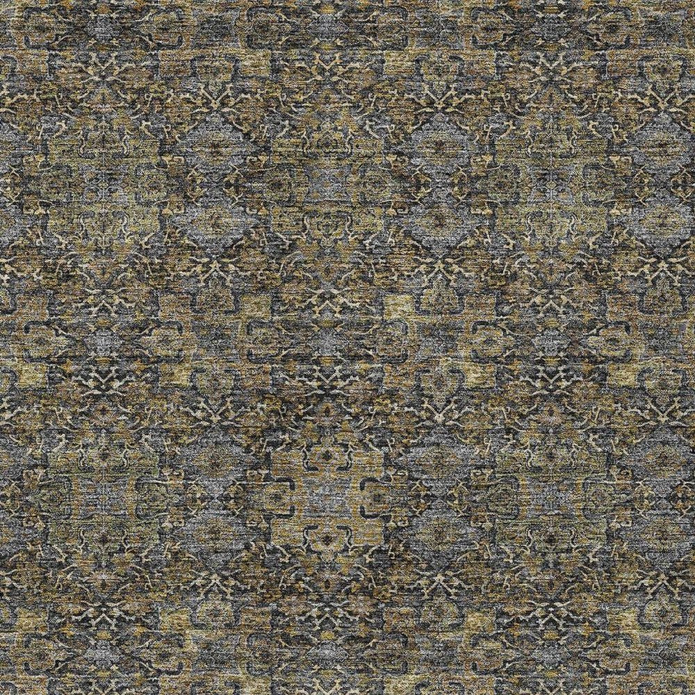 5' X 8' Black And Brown Oriental Washable Indoor Outdoor Area Rug — view 6