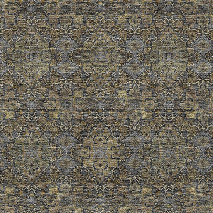 5' X 8' Black And Brown Oriental Washable Indoor Outdoor Area Rug