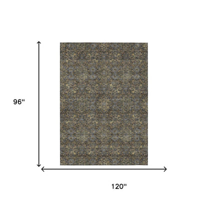 8' X 10' Black And Brown Oriental Washable Indoor Outdoor Area Rug HomeRoots