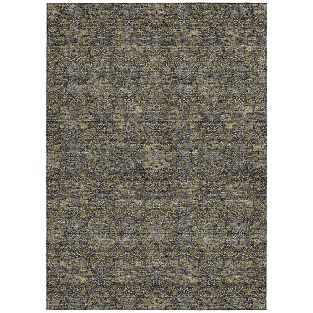 8' X 10' Black And Brown Oriental Washable Indoor Outdoor Area Rug — view 7