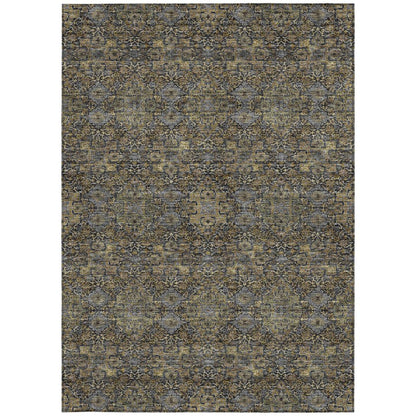 8' X 10' Black And Brown Oriental Washable Indoor Outdoor Area Rug HomeRoots
