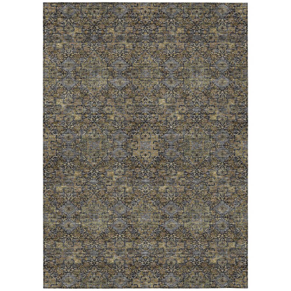 9' X 12' Black And Brown Oriental Washable Indoor Outdoor Area Rug — view 1