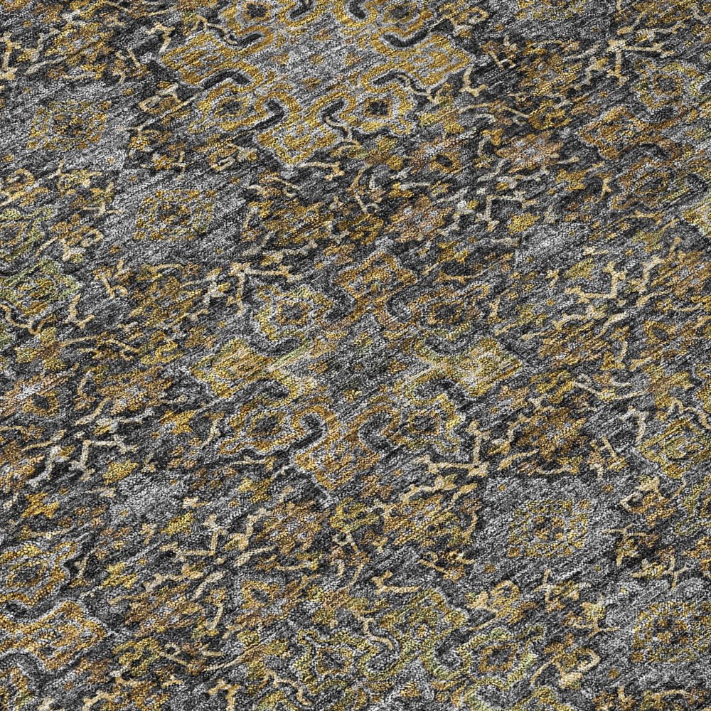 9' X 12' Black And Brown Oriental Washable Indoor Outdoor Area Rug — view 3