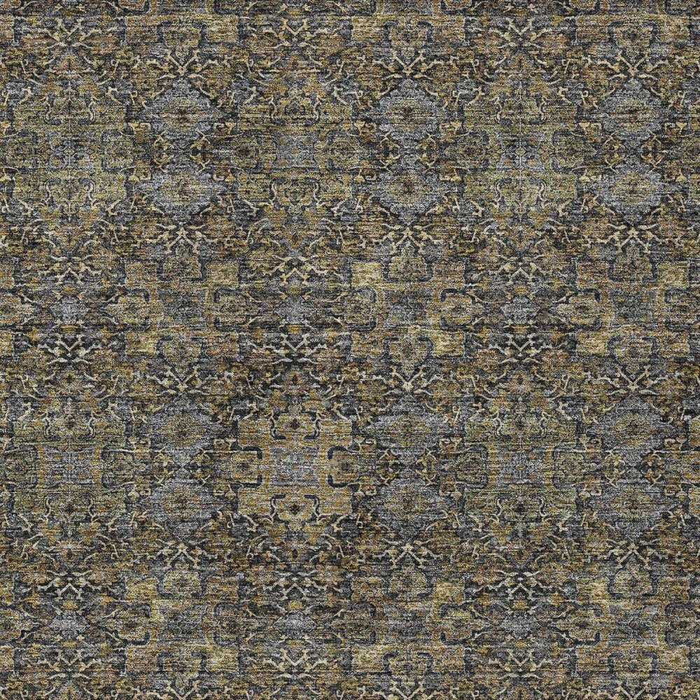 9' X 12' Black And Brown Oriental Washable Indoor Outdoor Area Rug — view 6