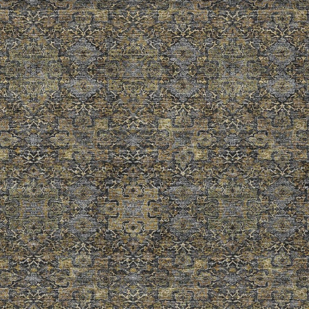 10' X 14' Black And Brown Oriental Washable Indoor Outdoor Area Rug HomeRoots