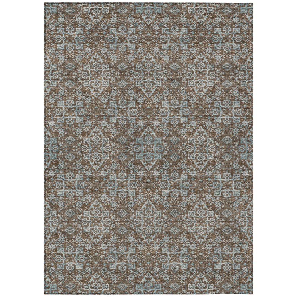 3' X 5' Chocolate And Pearl Oriental Washable Indoor Outdoor Area Rug — view 1