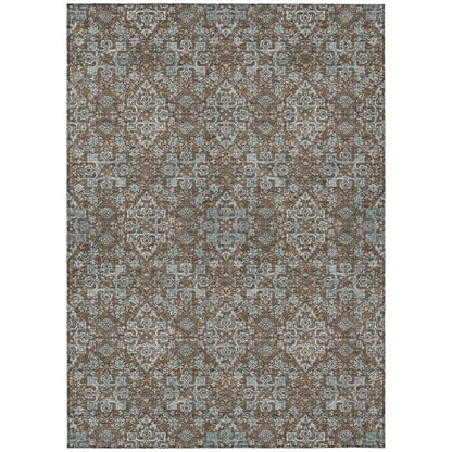 3' X 5' Chocolate And Pearl Oriental Washable Indoor Outdoor Area Rug