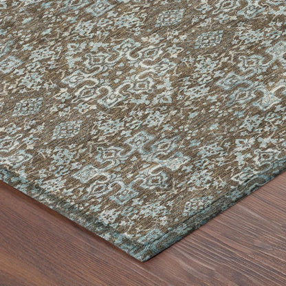3' X 5' Chocolate And Pearl Oriental Washable Indoor Outdoor Area Rug