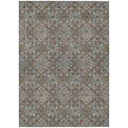 8' X 10' Chocolate And Pearl Oriental Washable Indoor Outdoor Area Rug HomeRoots