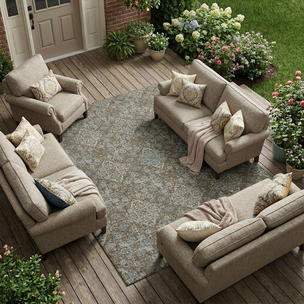 8' X 10' Chocolate And Pearl Oriental Washable Indoor Outdoor Area Rug HomeRoots