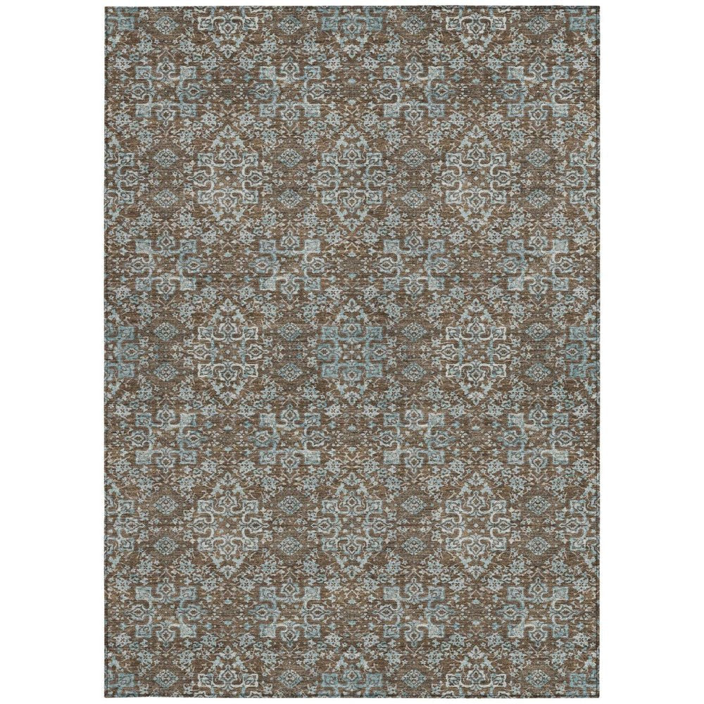 9' X 12' Chocolate And Pearl Oriental Washable Indoor Outdoor Area Rug HomeRoots