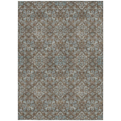 9' X 12' Chocolate And Pearl Oriental Washable Indoor Outdoor Area Rug HomeRoots