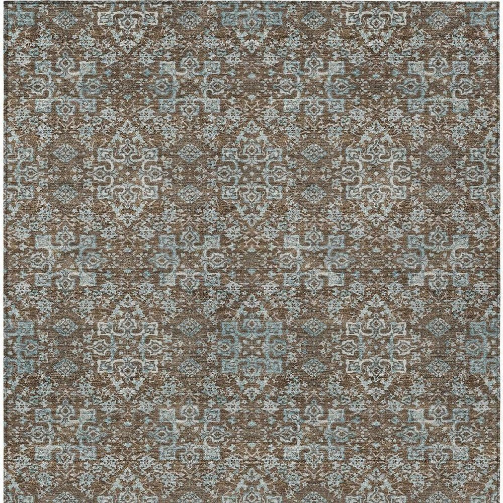 9' X 12' Chocolate And Pearl Oriental Washable Indoor Outdoor Area Rug HomeRoots