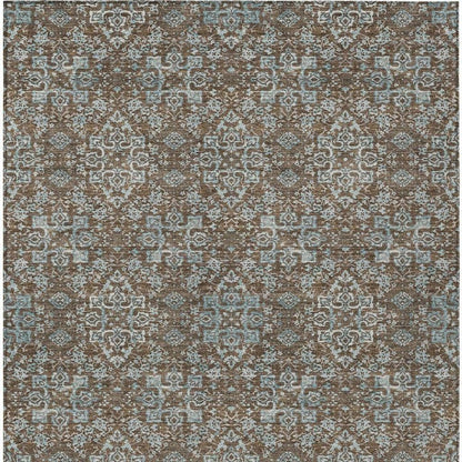9' X 12' Chocolate And Pearl Oriental Washable Indoor Outdoor Area Rug HomeRoots