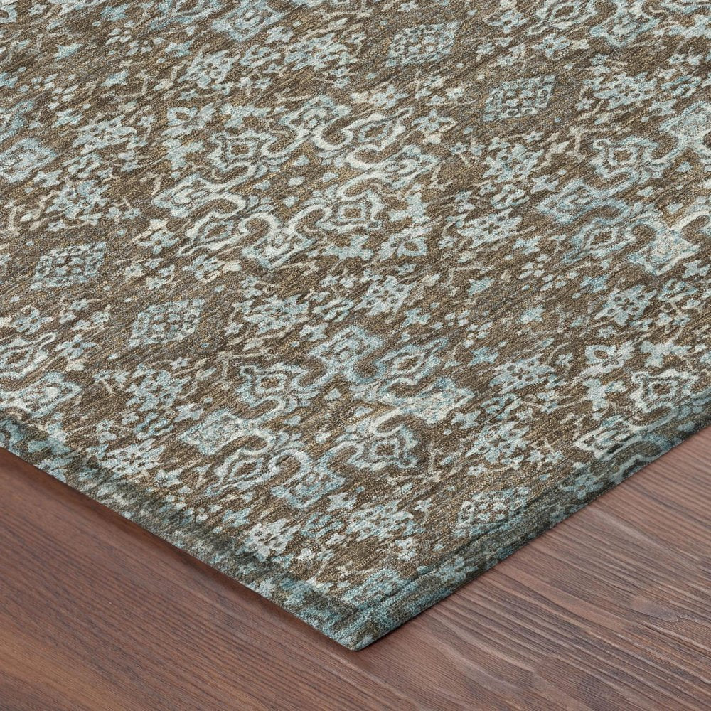 10' X 14' Chocolate And Pearl Oriental Washable Indoor Outdoor Area Rug HomeRoots