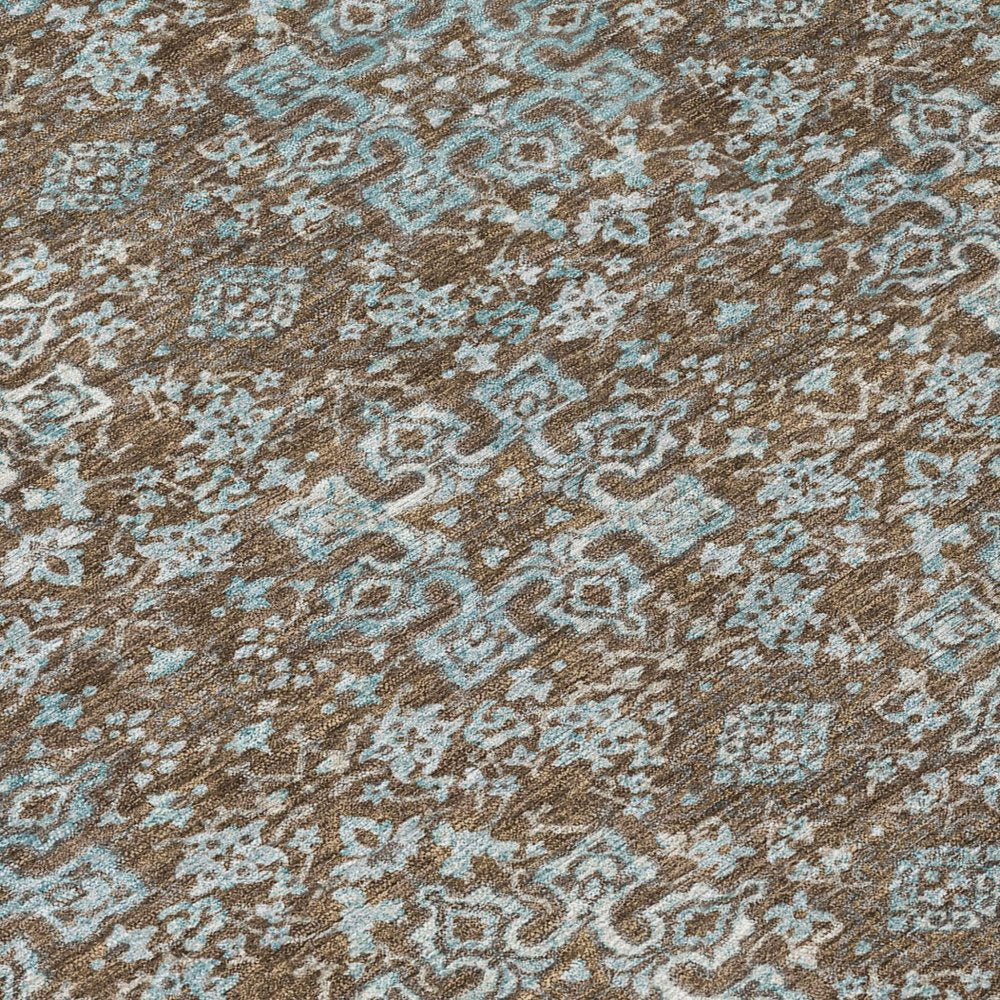 10' X 14' Chocolate And Pearl Oriental Washable Indoor Outdoor Area Rug — view 3