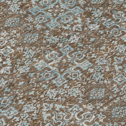 10' X 14' Chocolate And Pearl Oriental Washable Indoor Outdoor Area Rug HomeRoots