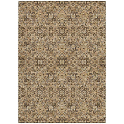 5' X 8' Copper And Green Oriental Washable Indoor Outdoor Area Rug HomeRoots