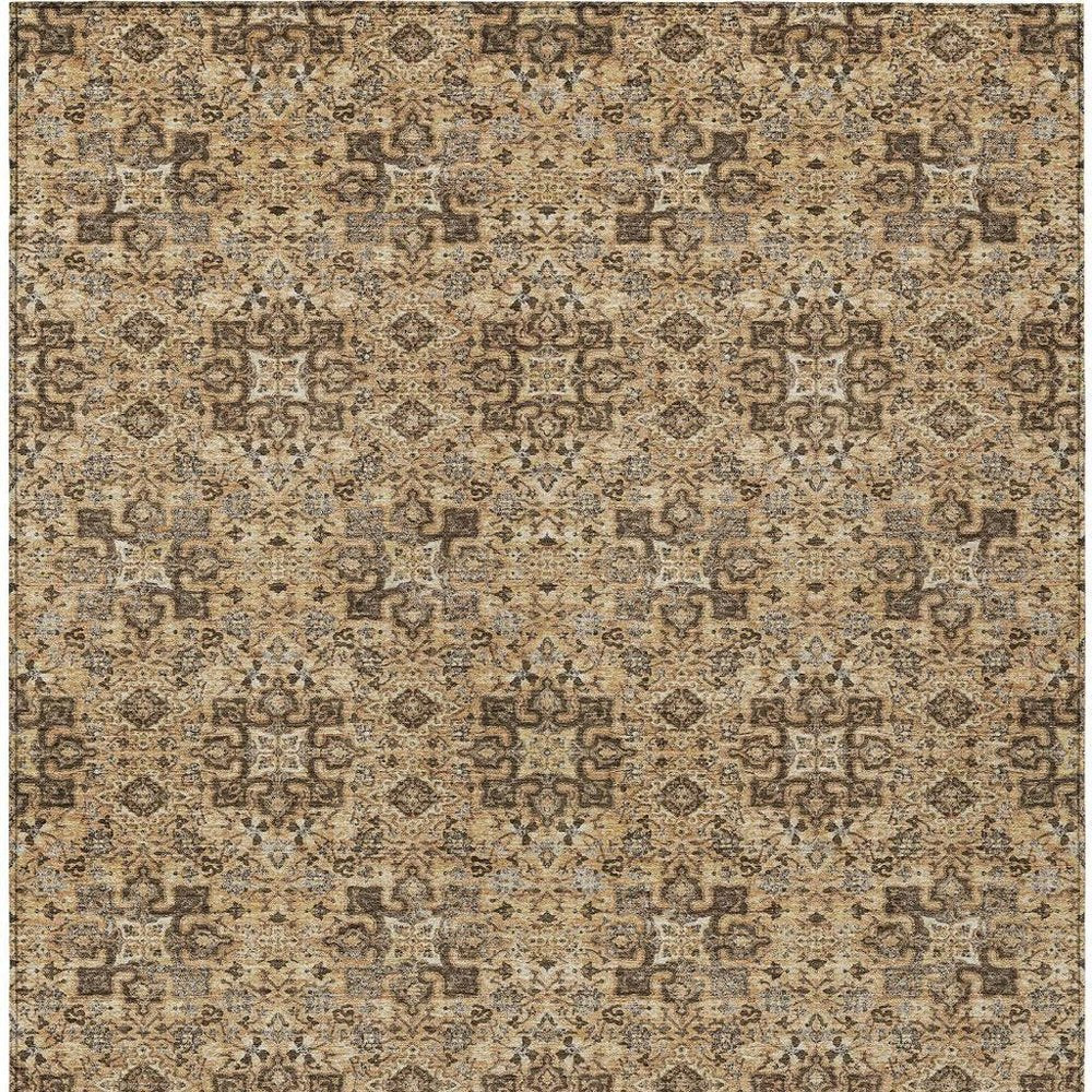 5' X 8' Copper And Green Oriental Washable Indoor Outdoor Area Rug HomeRoots