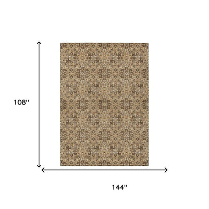 9' X 12' Copper And Green Oriental Washable Indoor Outdoor Area Rug HomeRoots