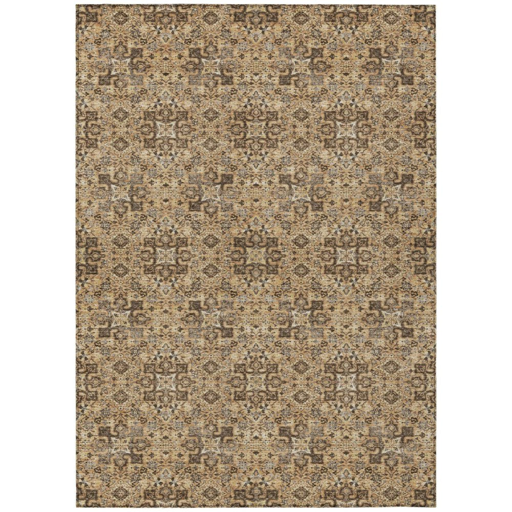9' X 12' Copper And Green Oriental Washable Indoor Outdoor Area Rug HomeRoots