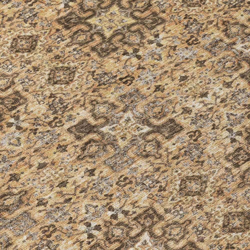 9' X 12' Copper And Green Oriental Washable Indoor Outdoor Area Rug — view 3
