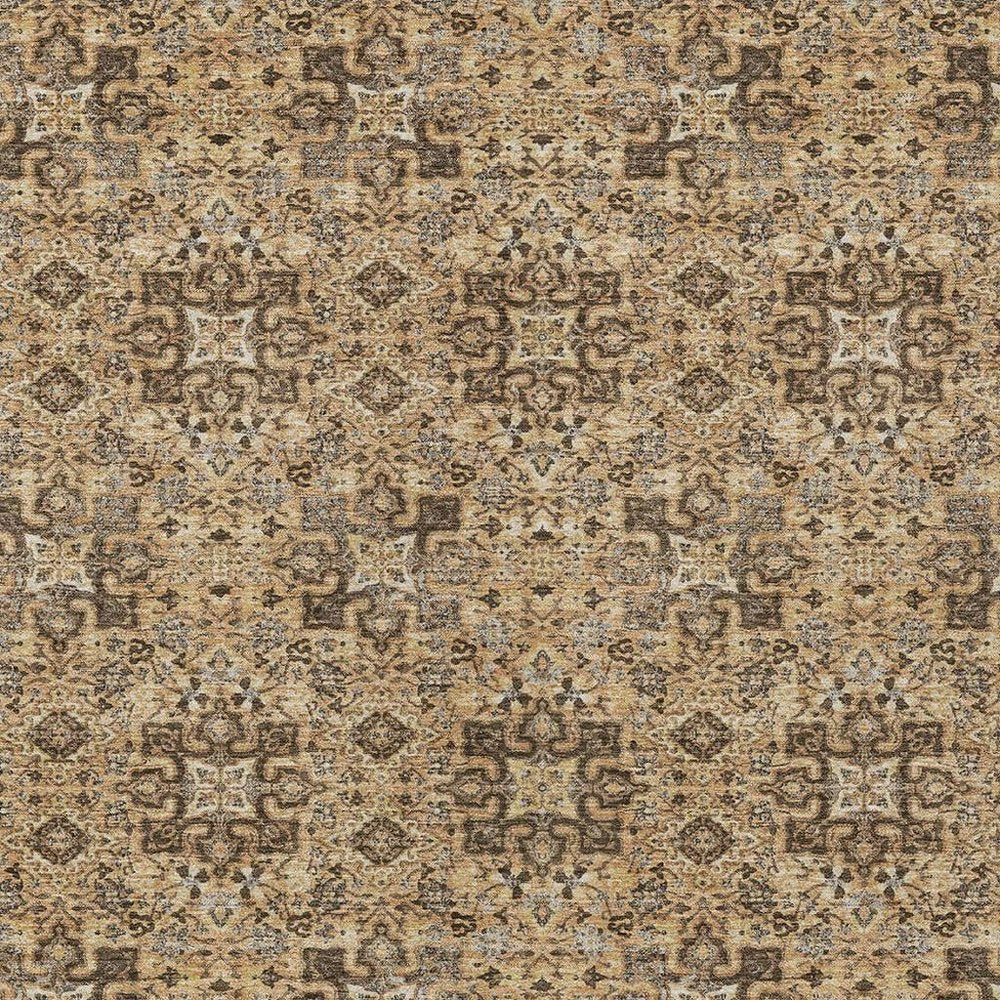 9' X 12' Copper And Green Oriental Washable Indoor Outdoor Area Rug — view 6