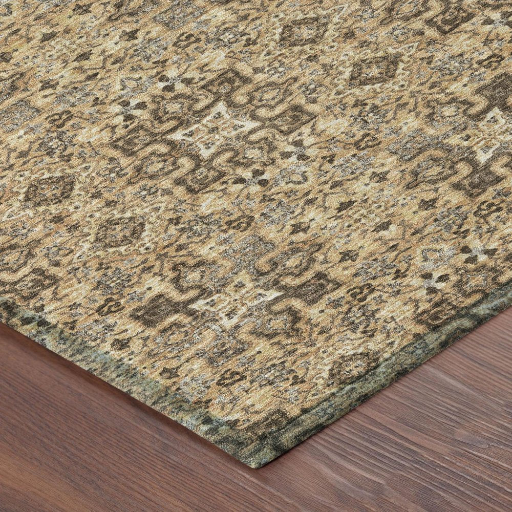 10' X 14' Copper And Green Oriental Washable Indoor Outdoor Area Rug — view 2