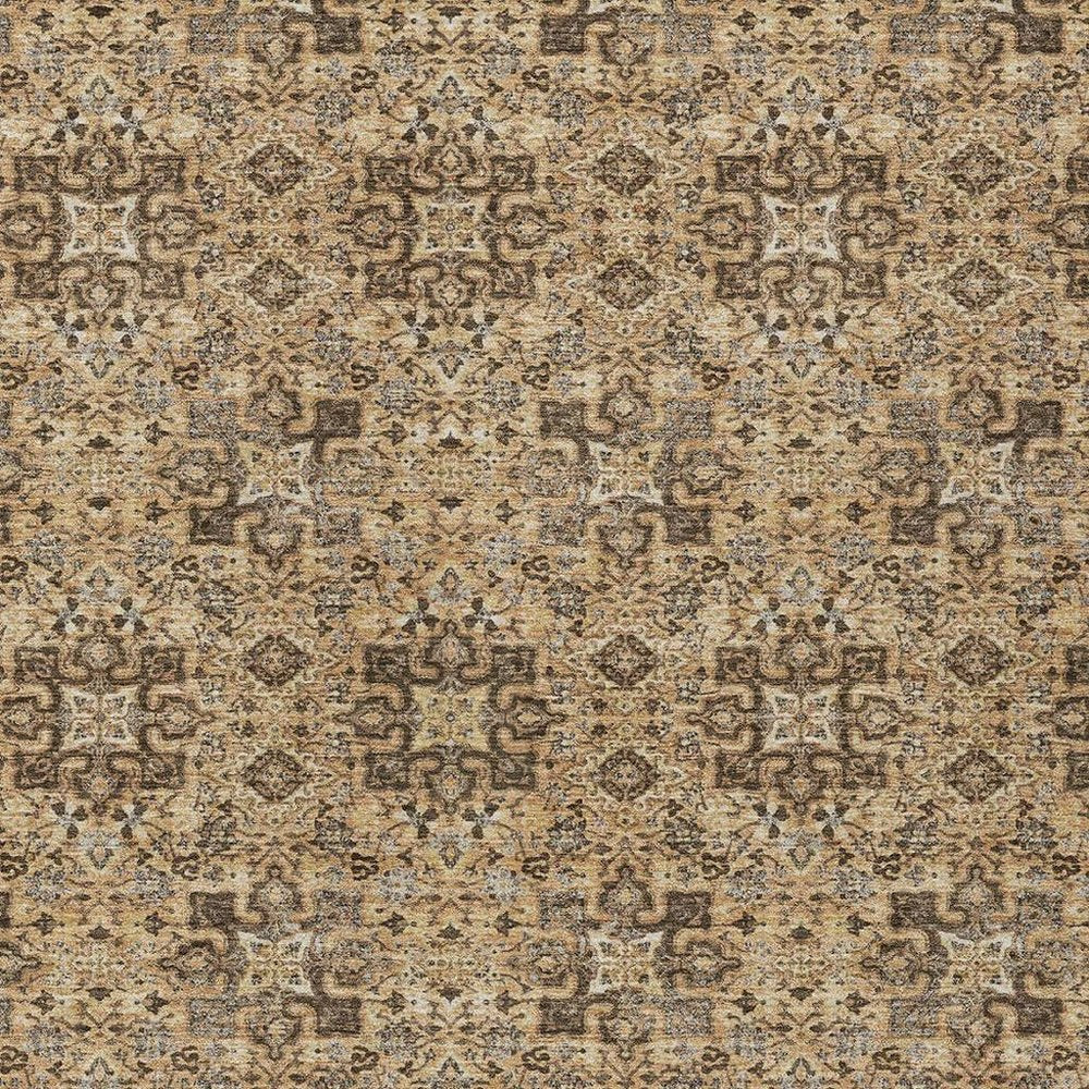 10' X 14' Copper And Green Oriental Washable Indoor Outdoor Area Rug — view 6