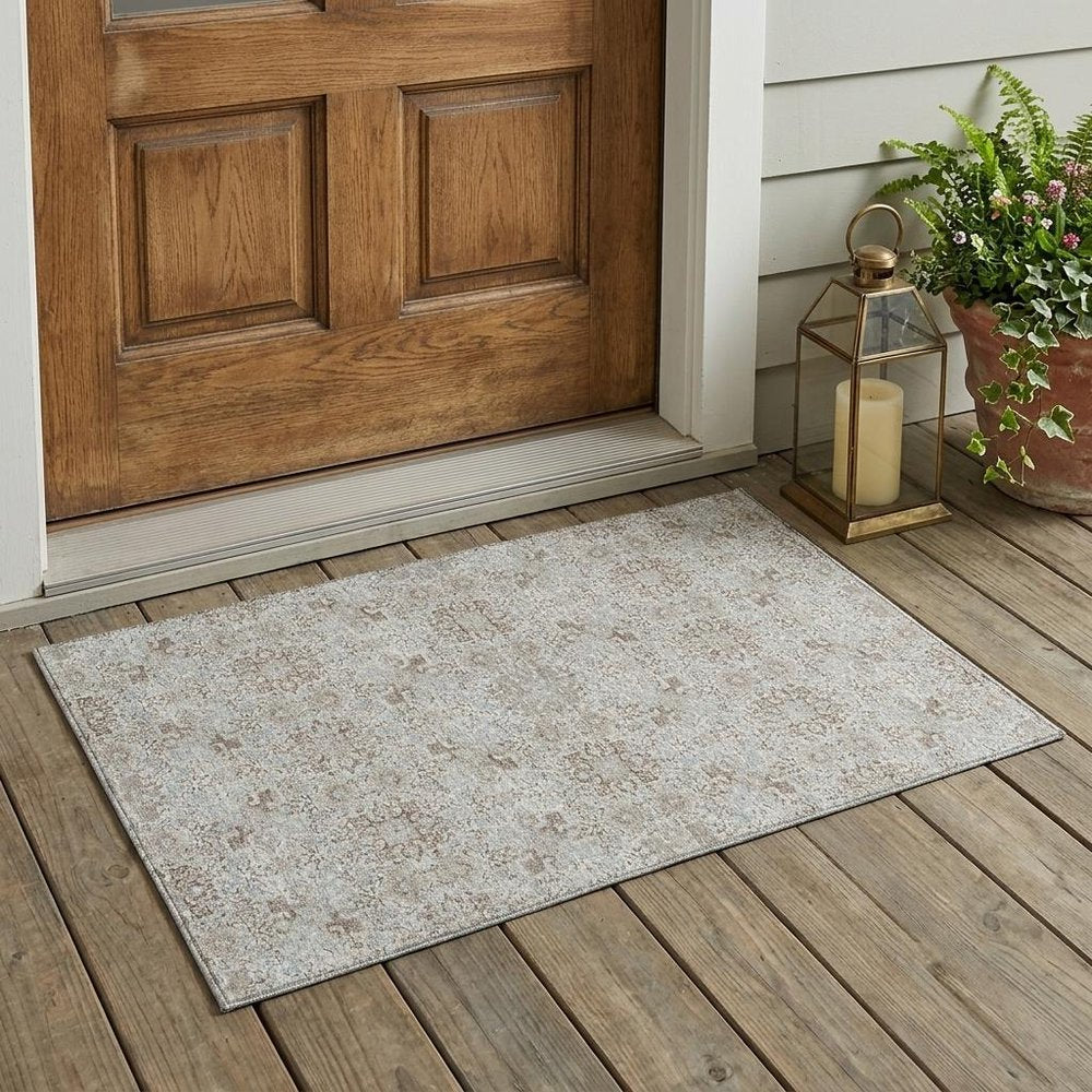 3' X 5' Ivory And Gray Oriental Washable Indoor Outdoor Area Rug — view 12