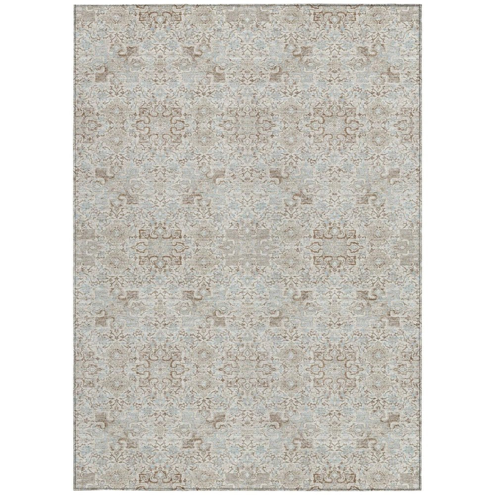 5' X 8' Ivory And Gray Oriental Washable Indoor Outdoor Area Rug — view 7