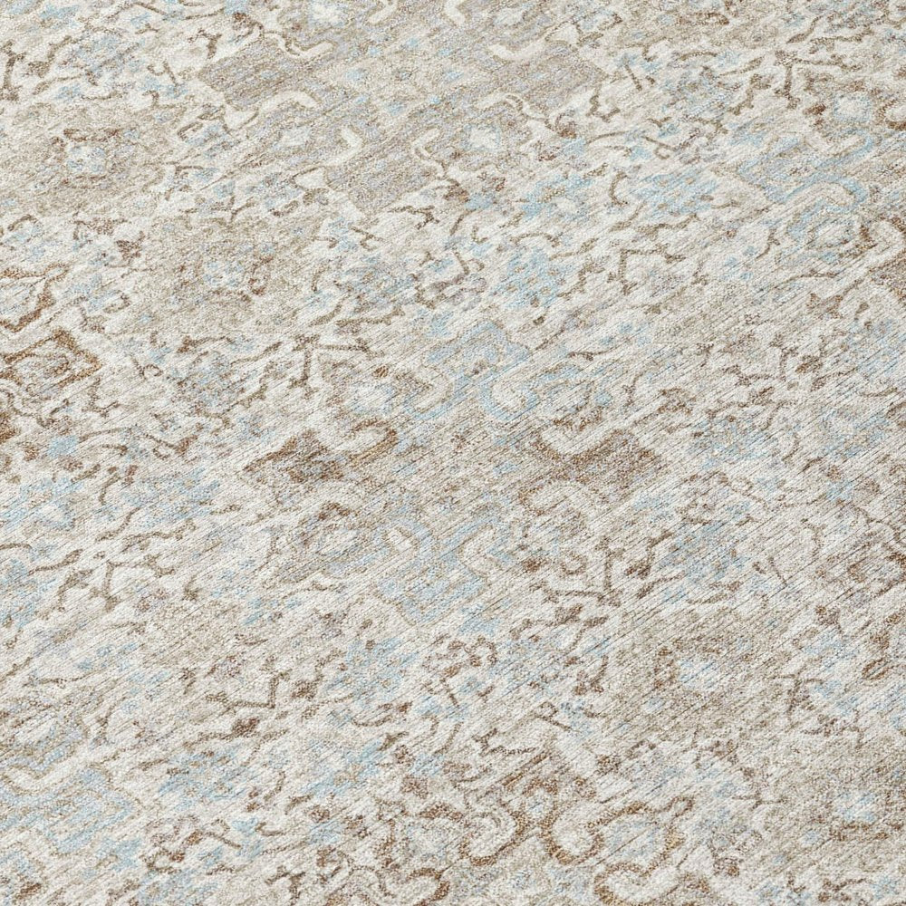 5' X 8' Ivory And Gray Oriental Washable Indoor Outdoor Area Rug