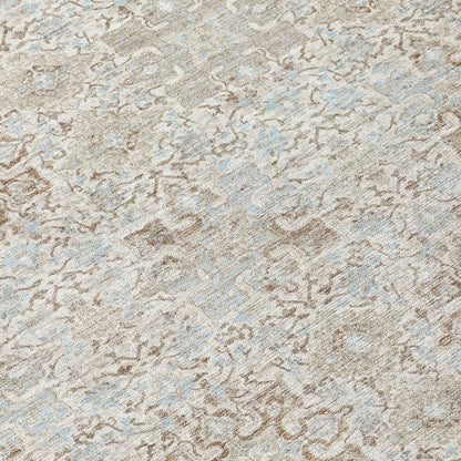 5' X 8' Ivory And Gray Oriental Washable Indoor Outdoor Area Rug