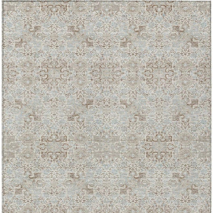 5' X 8' Ivory And Gray Oriental Washable Indoor Outdoor Area Rug
