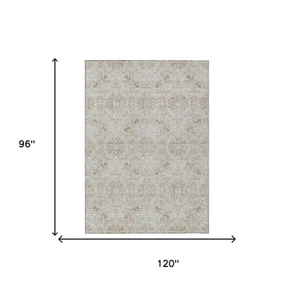 8' X 10' Ivory And Gray Oriental Washable Indoor Outdoor Area Rug HomeRoots