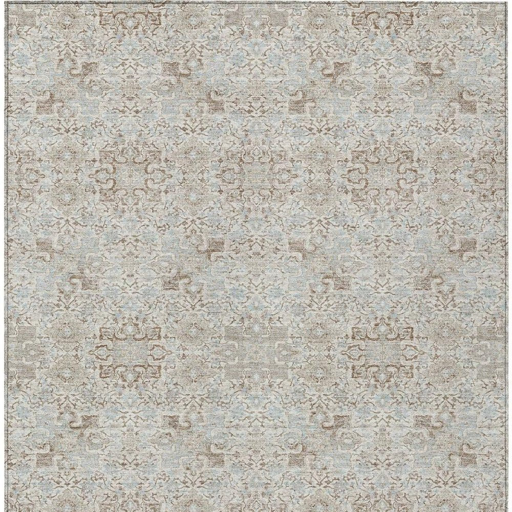 9' X 12' Ivory And Gray Oriental Washable Indoor Outdoor Area Rug — view 6